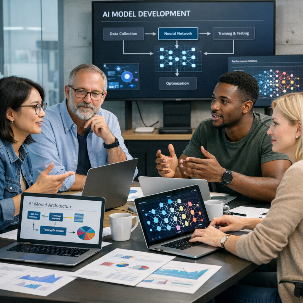 Researchers discussing Artificial Intelligence Comparison 2026