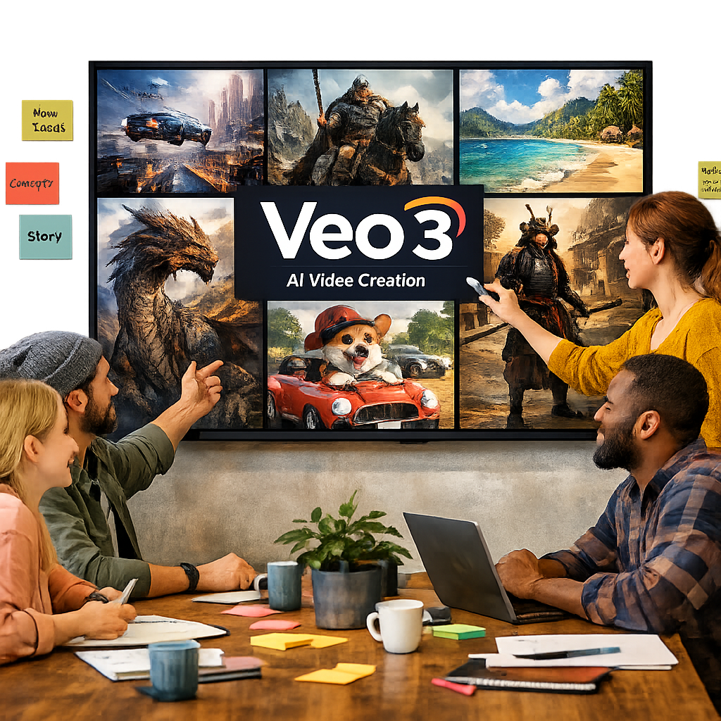Creative team using Veo 3 for content generation