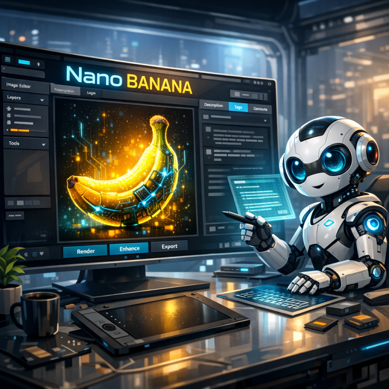 Nano Banana interface in a modern workspace
