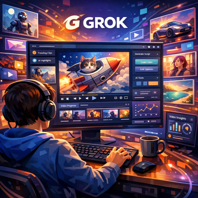 User engaging with Grok video software interface.