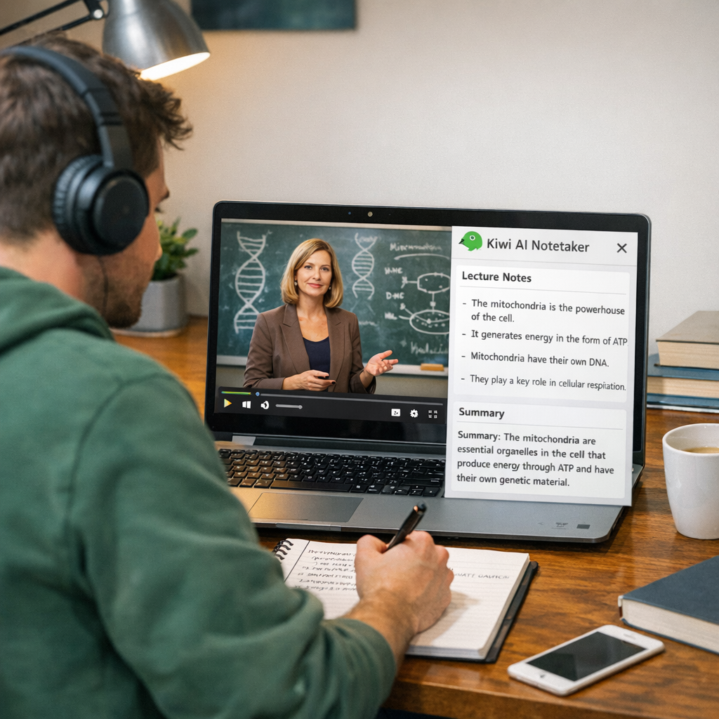person taking notes using Kiwi AI