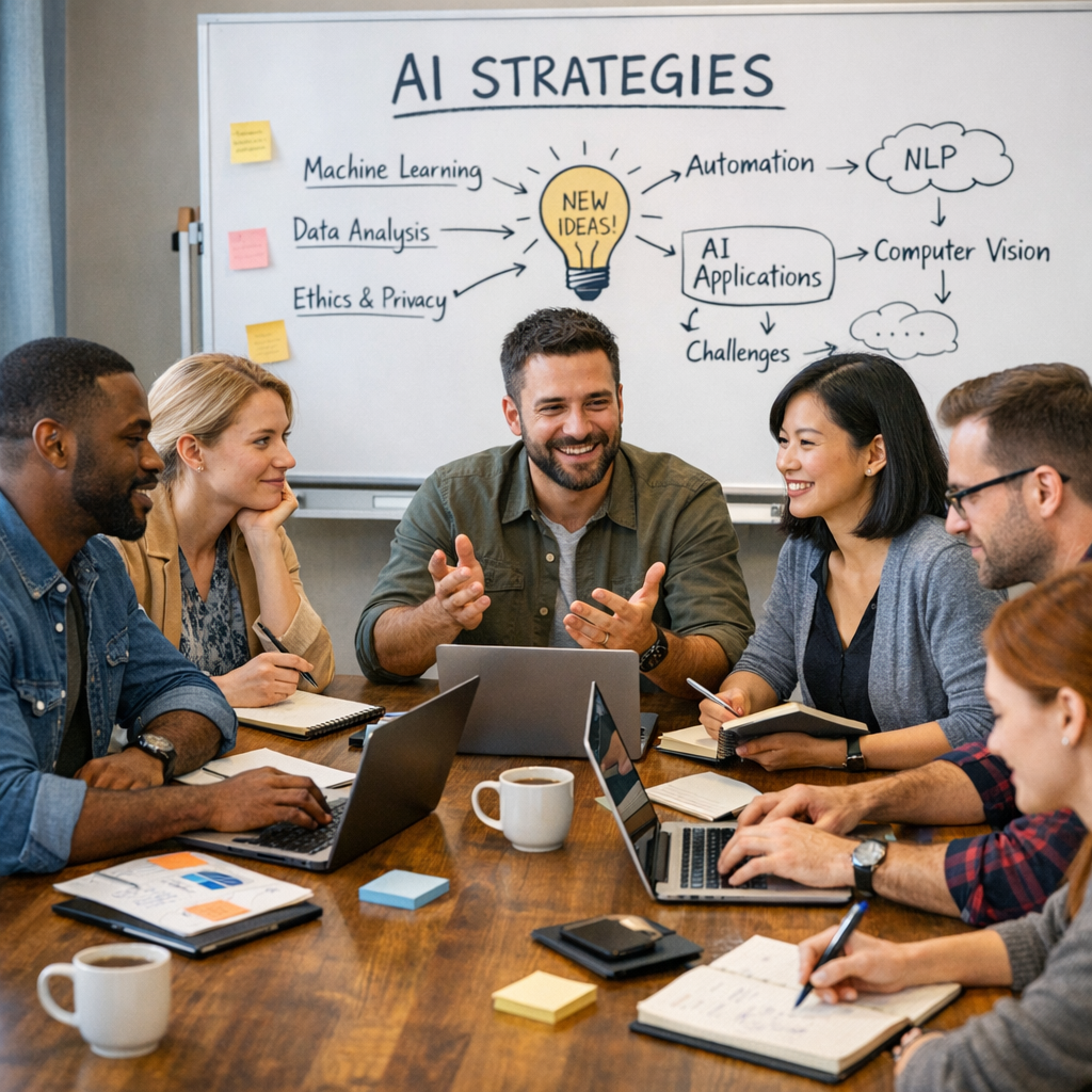 Team discussing AI strategies for Stitch Ai