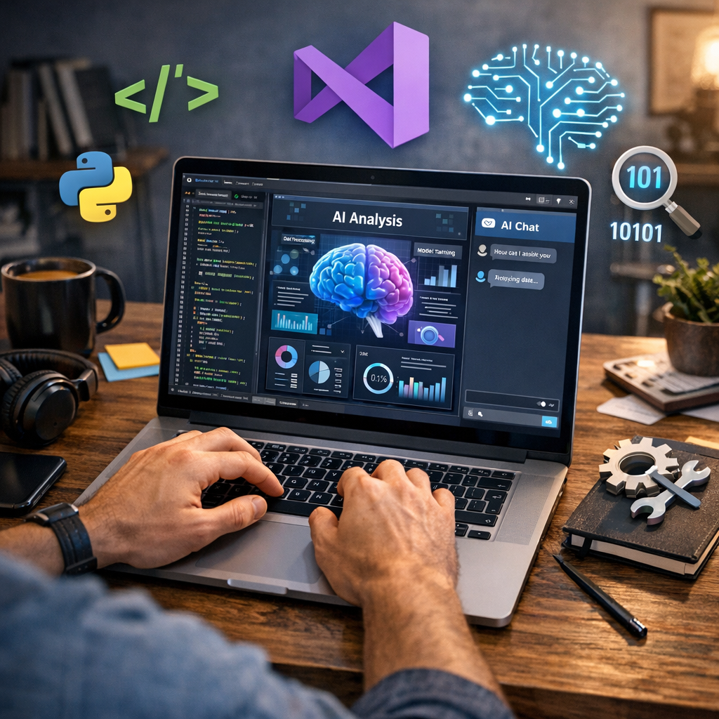 Visual Studio AI interface on developer's laptop