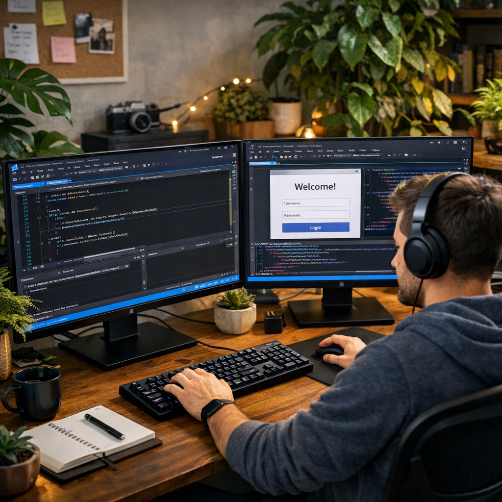 developer using Visual Studio IDE