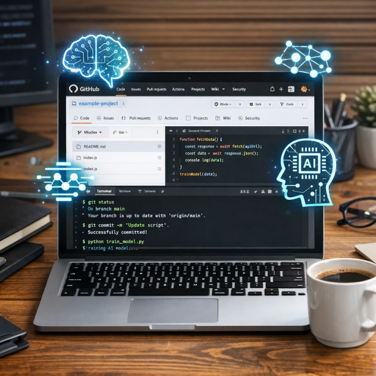 Github Ai local install on a laptop with coding interface