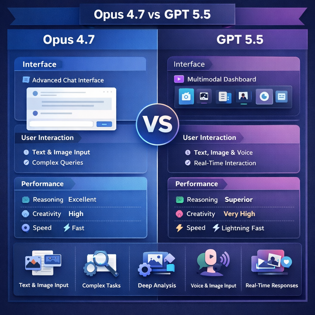 Comparison chart of Opus 4.7 vs Gpt 5.5