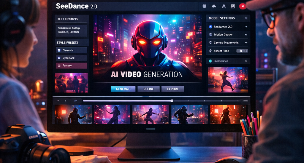 Seedance 2.0 Cinematic Custom GPT interface in a design workspace