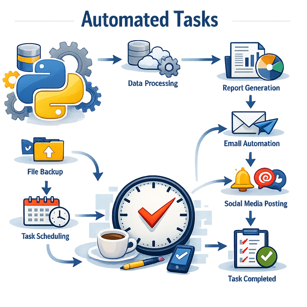 Flowchart illustrating the concept of Python automation