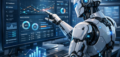 Agentic AI in action with software interface and robot