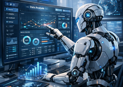 Agentic AI in action with software interface and robot