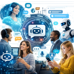 AI agents interacting with humans in technology context.