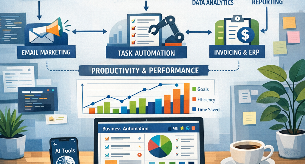 AI tools for business automation in an office setting