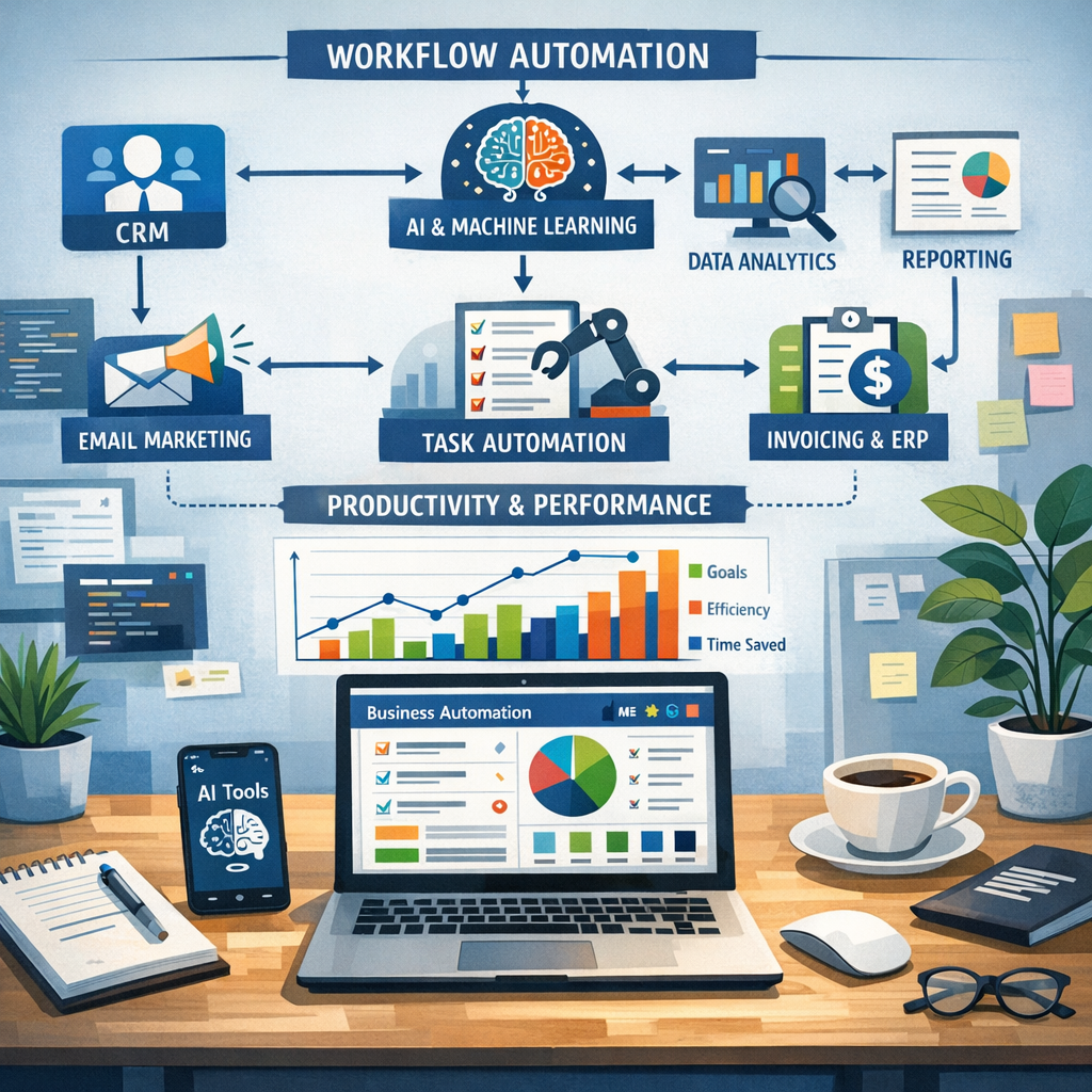 AI tools for business automation in an office setting