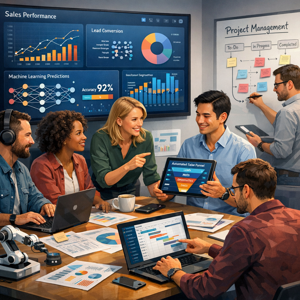 Team using AI tools for business automation