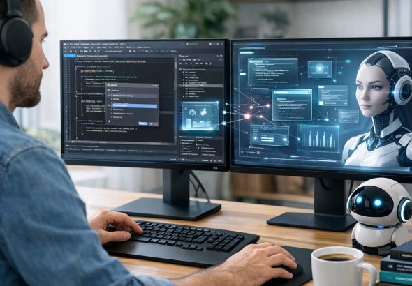 AI and Visual Studio integration in a modern workspace