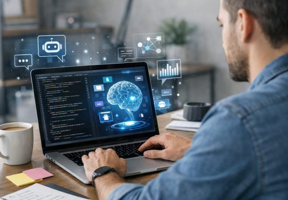 Developer using AI tools for coding productivity