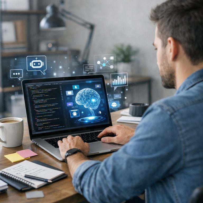 Developer using AI tools for coding productivity