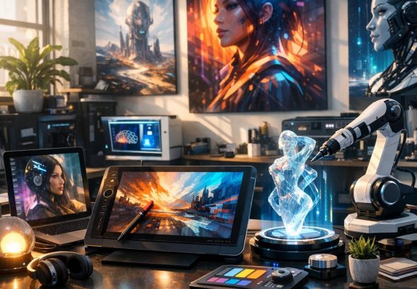 future of AI in creative fields - artist's studio