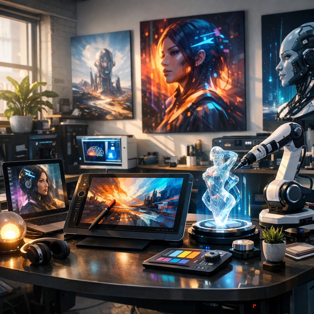 future of AI in creative fields - artist's studio