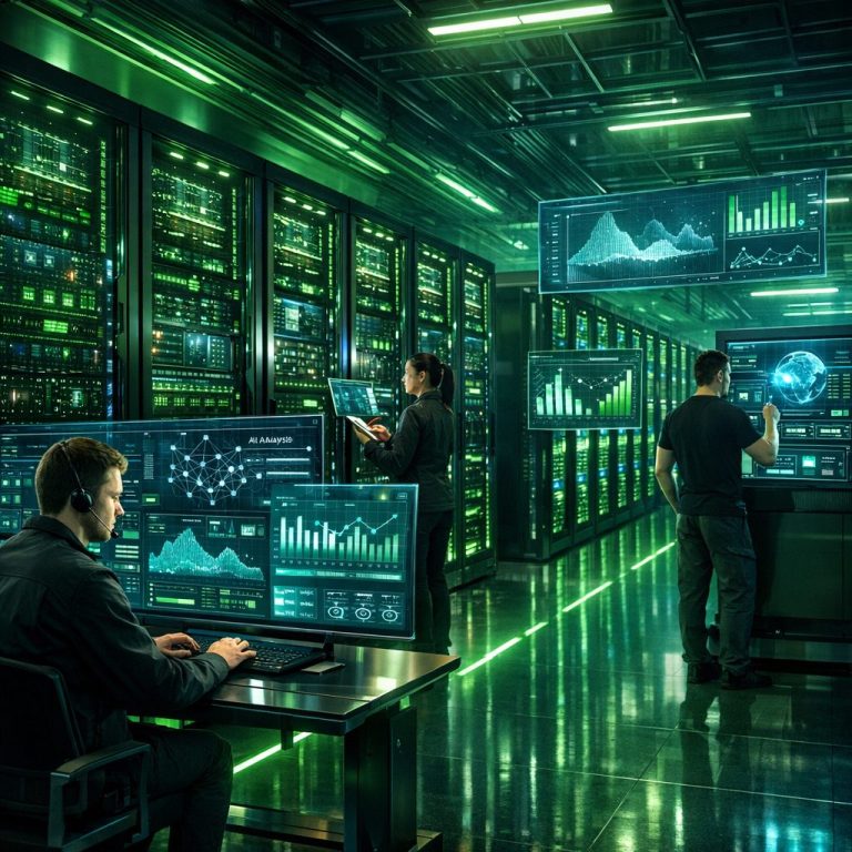 futuristic AI data center showcasing updates in AI platforms