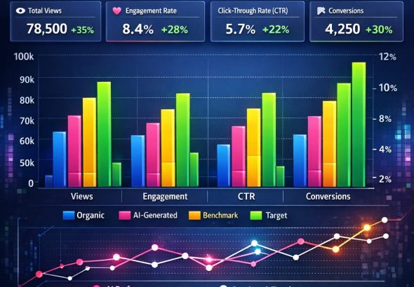 Graph illustrating Comparative AI Content Performance metrics