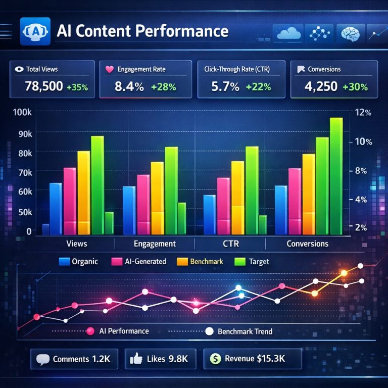 Graph illustrating Comparative AI Content Performance metrics