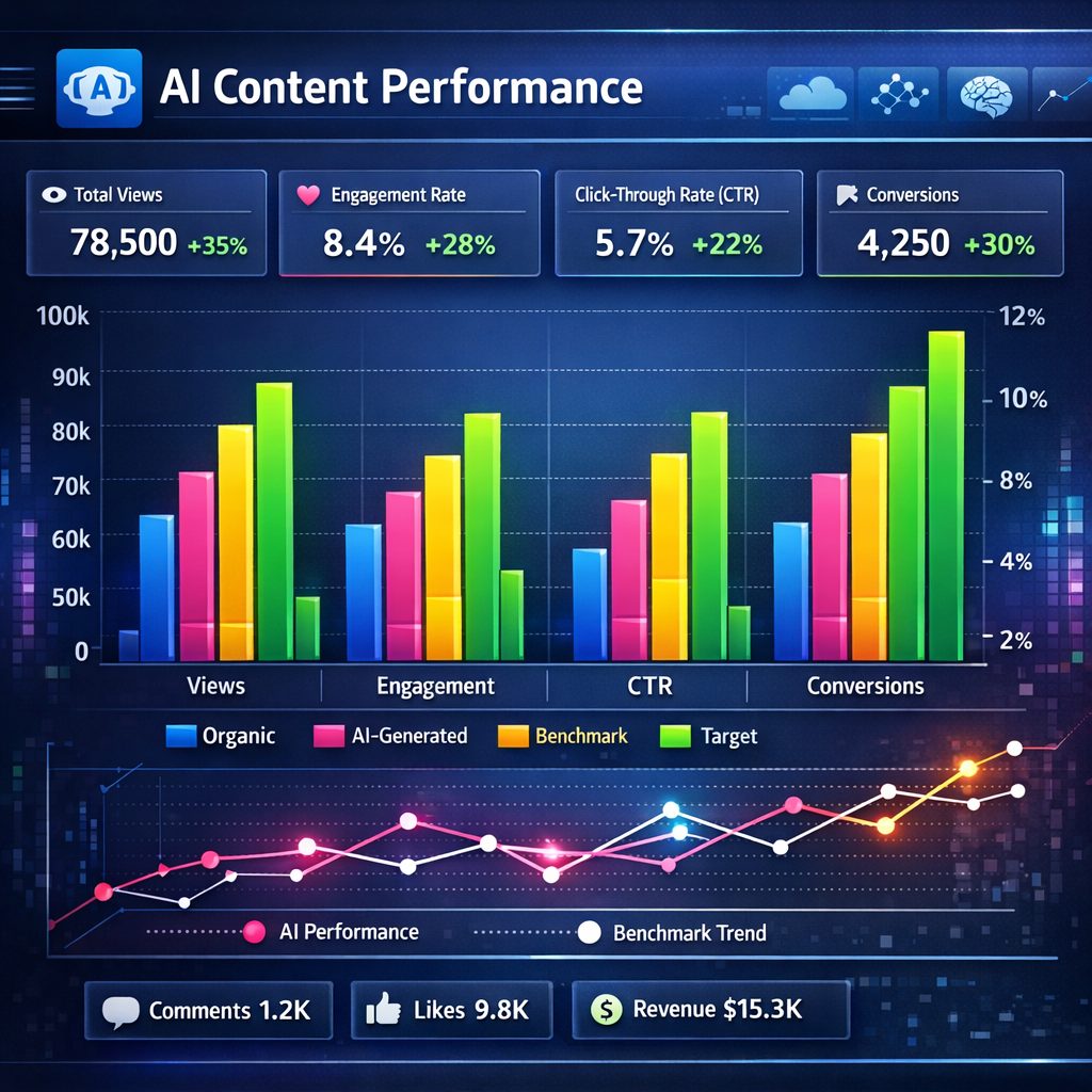 Graph illustrating Comparative AI Content Performance metrics