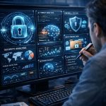 AI cybersecurity tools on a computer screen