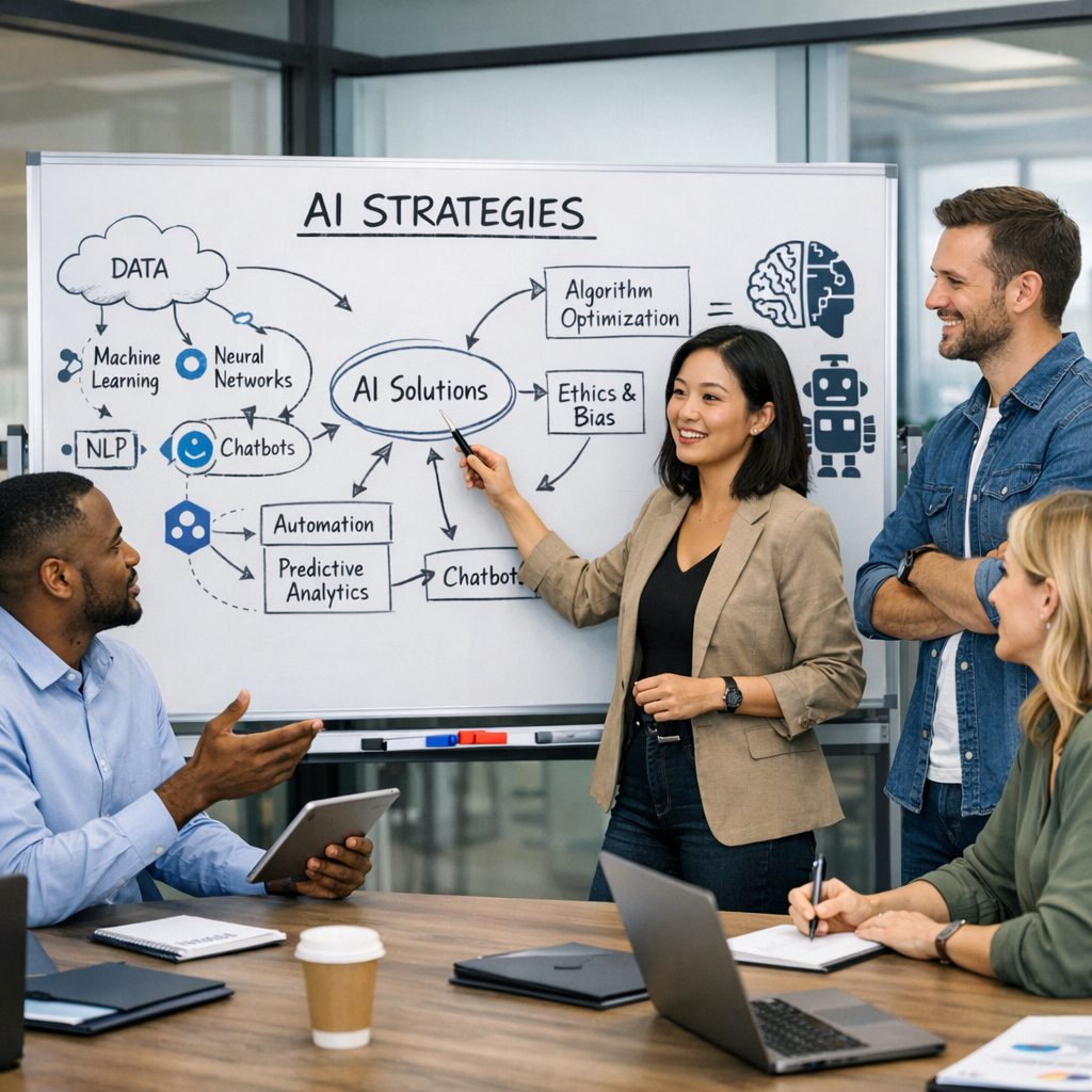 business team exploring practical AI guides