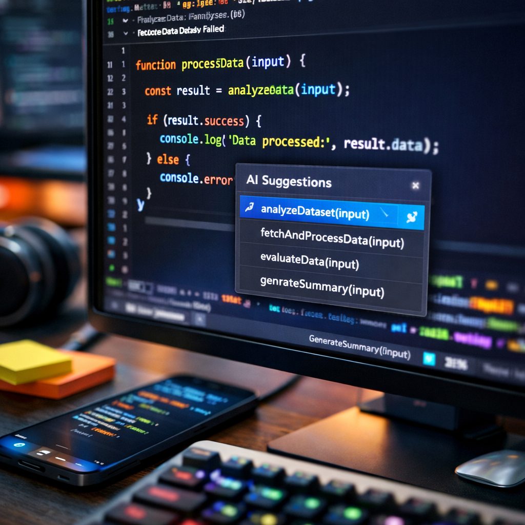 AI suggestions in Visual Studio code editor