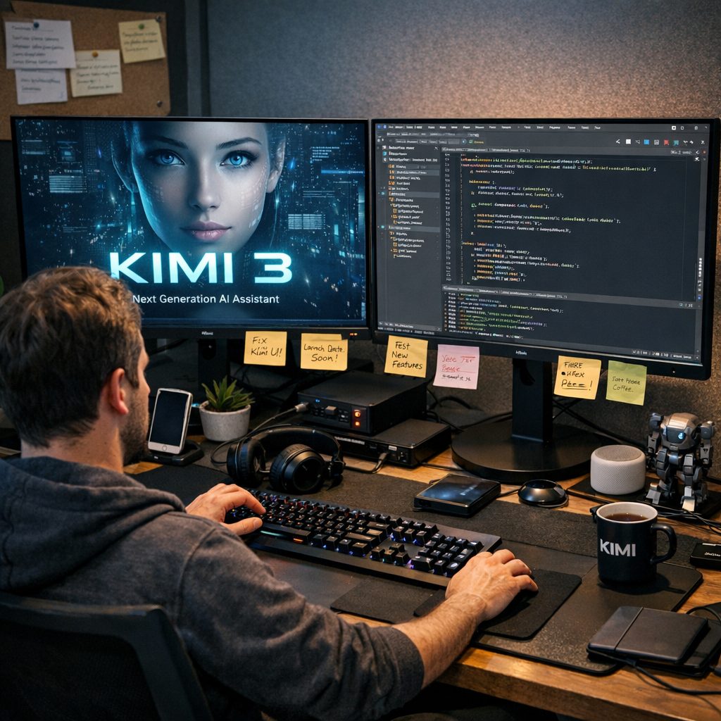 Developer using Kimi 3 in a coding environment