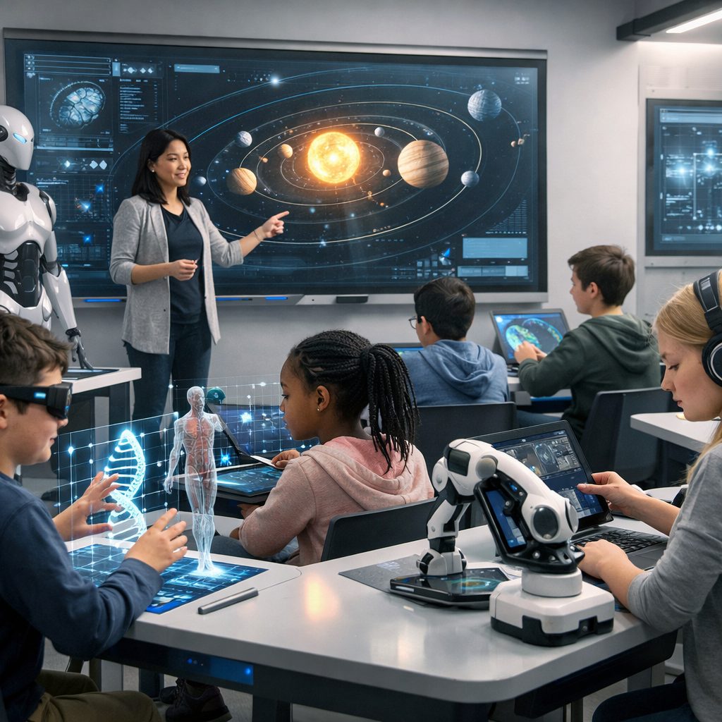 futuristic classroom for AI skills development