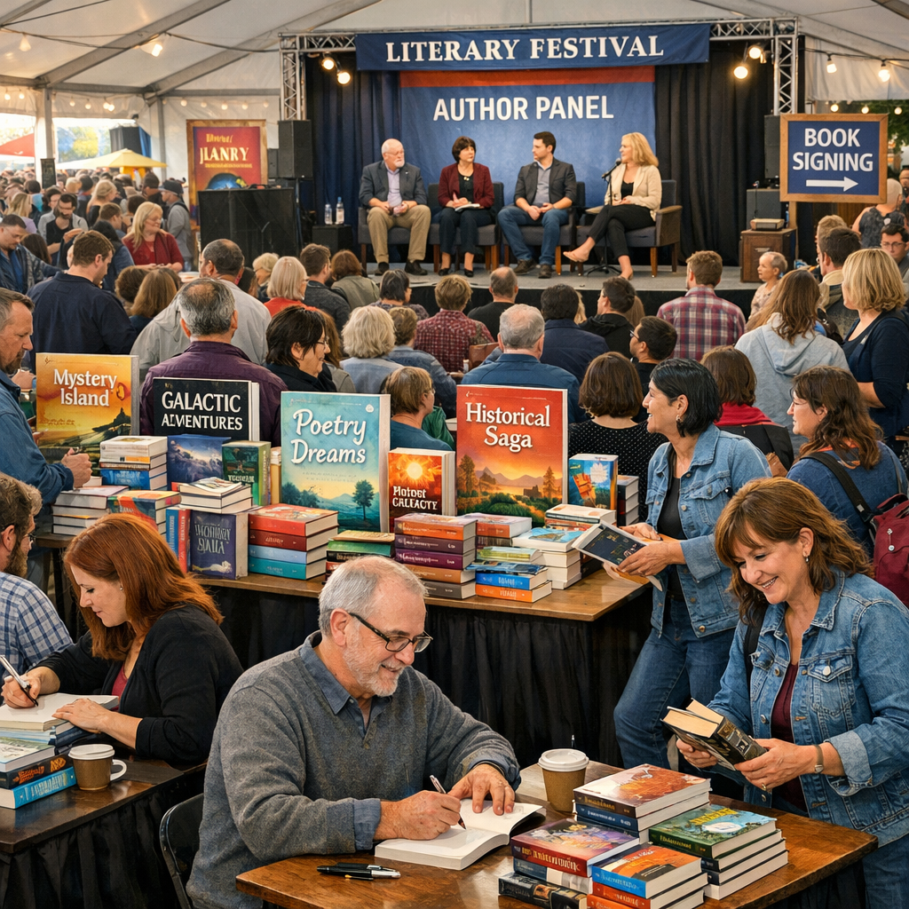 Claude Fable literary festival scene