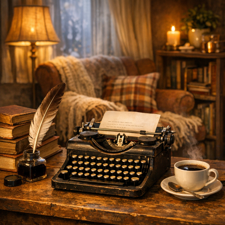Claude Fable vintage typewriter and books