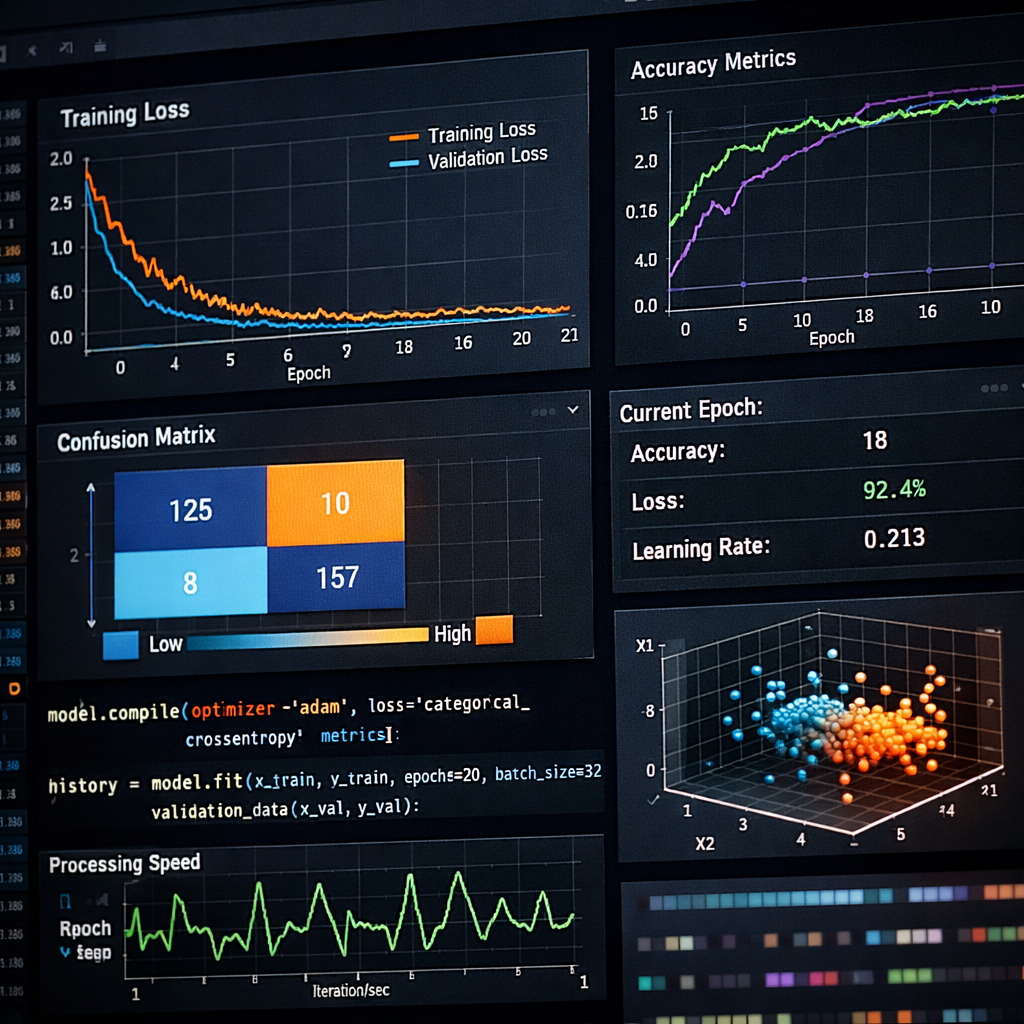 computer screen showing local AI model training graphs